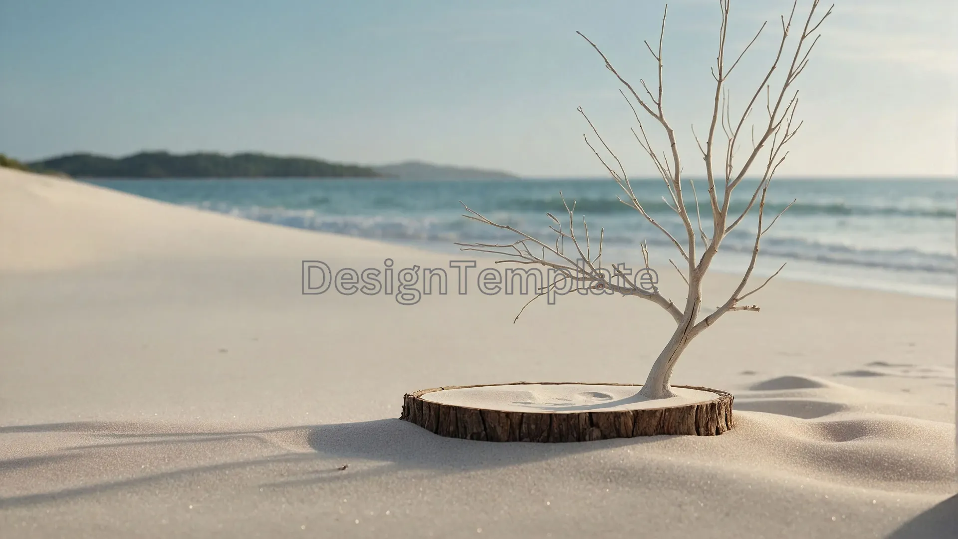 Circular Tree Frame Peaceful Beach Background